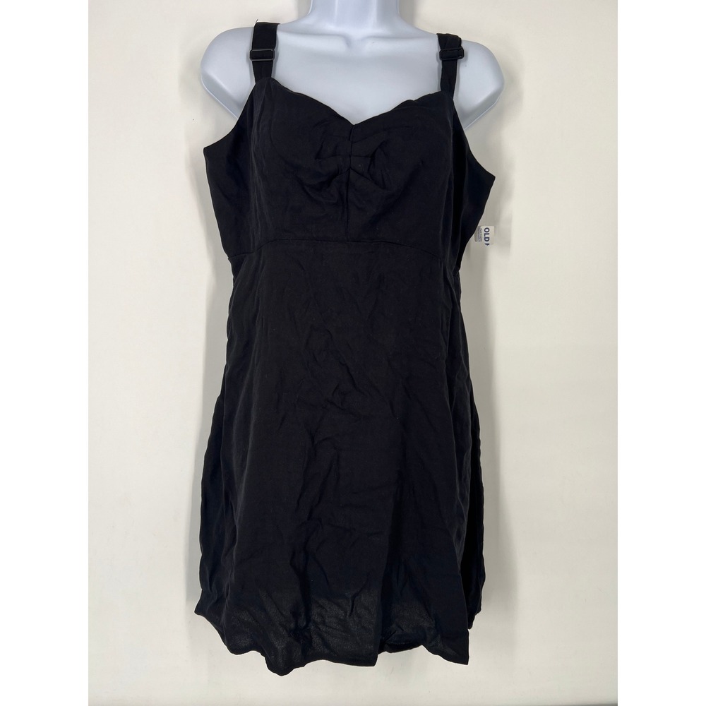 Old Navy Womens Large Black‎ Jack Sleeveless Cami Dress Sweetheart Smocked
